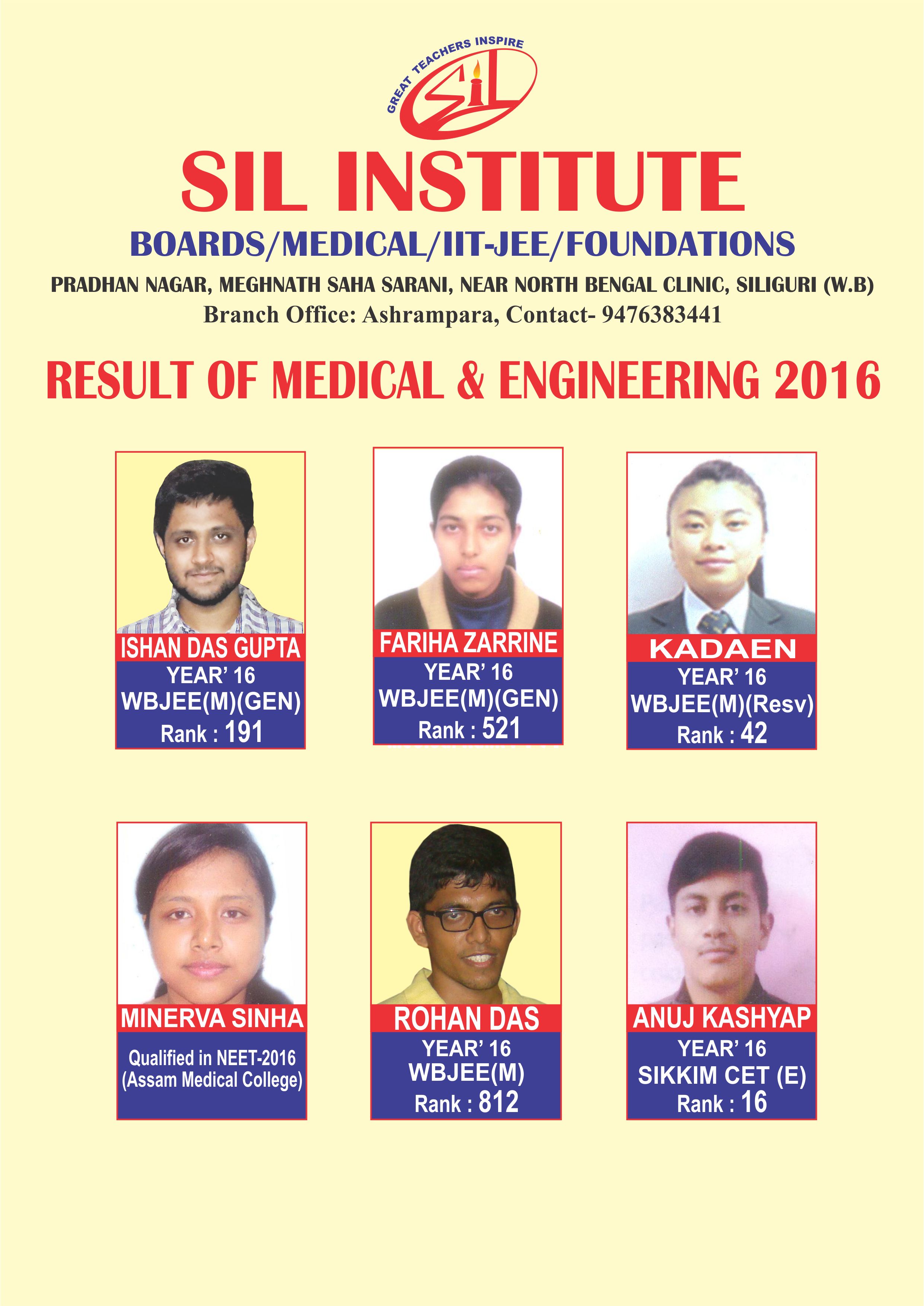Result of Medical & Engineering 2016